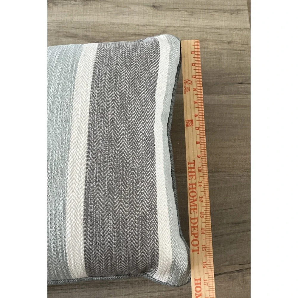 Set of 2 Sage Green Gray Striped Throw Pillows Herringbone Textured Cushions